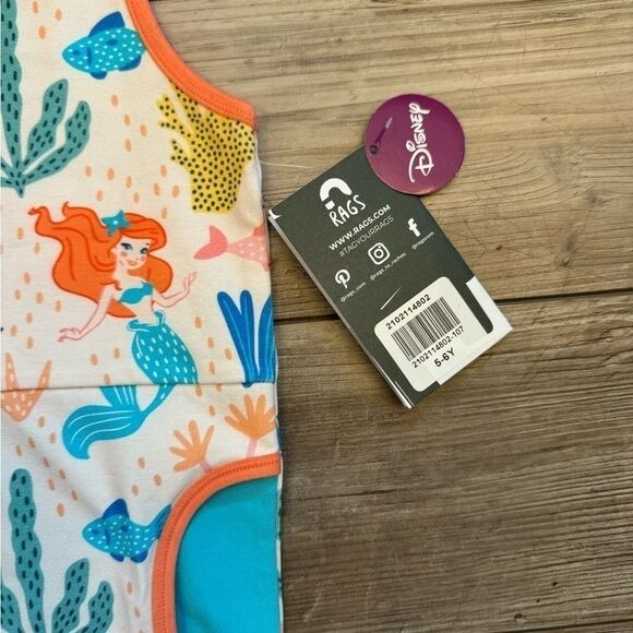 NWT Rag | Disney’s The Little Mermaid Princess Ariel Hooded Romper | Size: 5/6 - Picture 6 of 7